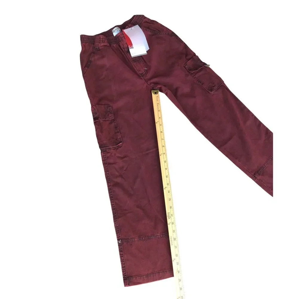 Cargo Pants Boys   Burgundy  4 Pockets Elastic Wa  Cotton  Size 10 New with Tags